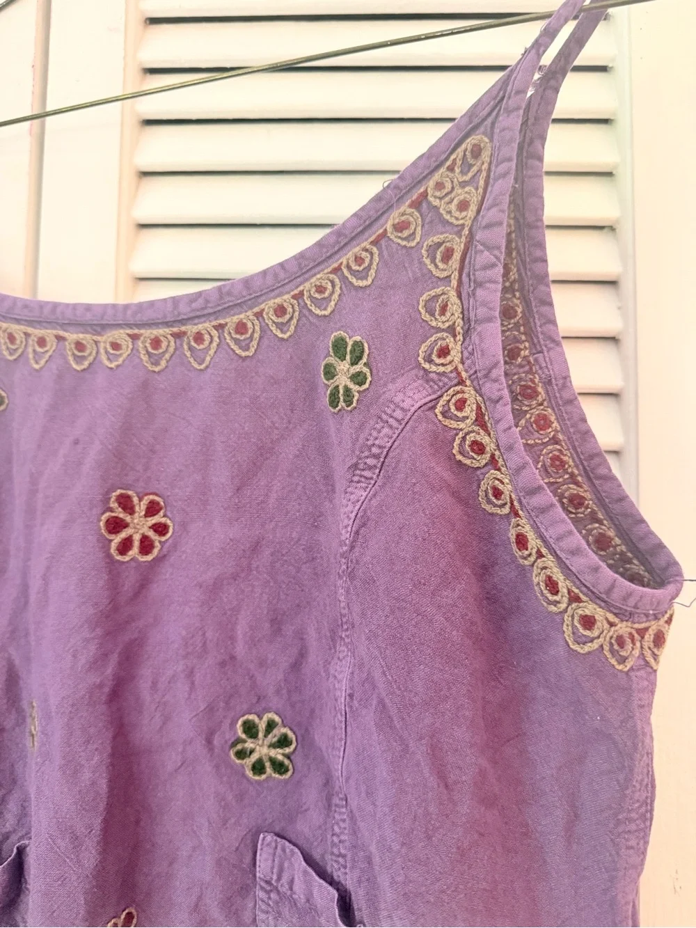Sacred Threads Lavender Embroidered Tank Top